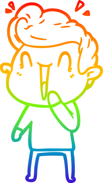 Gökkuşağı gradyanı çizimi bir insan tarafından çizilmiş heyecanlı bir çizgi film