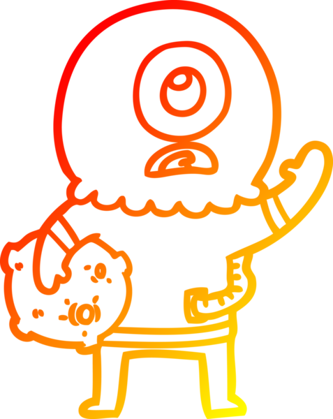 Bir insan tarafından çizilmiş sıcak bir çizgi çizim Kiklops uzaylı uzay adamı