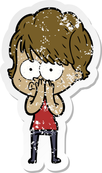 Bir insan tarafından çizilmiş karikatür bir kadının sıkıntılı çıkartması.