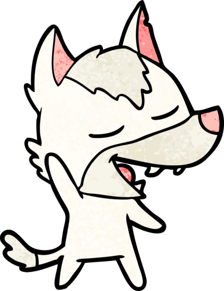 Bir insan tarafından çizilmiş gülen bir kurt.