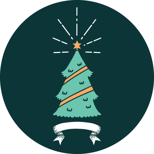 Bir insan tarafından çizilmiş bir dövme stili Noel ağacının simgesi