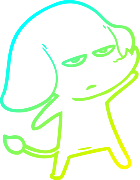 Bir insan tarafından çizilmiş soğuk bir çizgi film filinin çizimi.