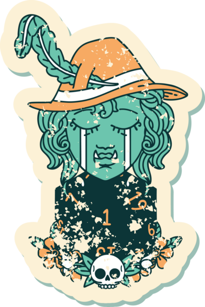 Retro Dövme Biçimi Ağlayan Ozan Ozan Karakteri Bir insan tarafından çizilmiş doğal bir D20 rulosu