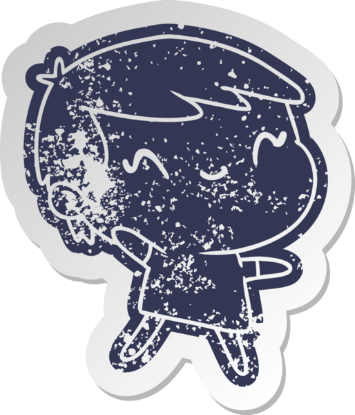 Bir insan tarafından çizilmiş sevimli bir kawai kızının sıkıntılı eski çizgi film çıkartması.