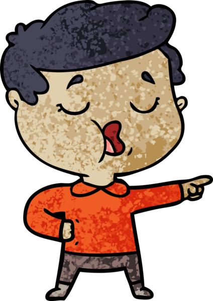 Bir insan tarafından çizilmiş karikatür adam konuşuyor.