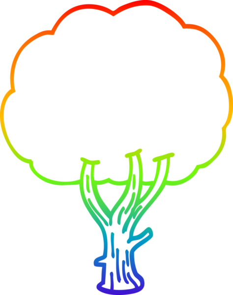 Gökkuşağı gradyan çizgi çizimi Bir insan tarafından çizilen çiçek açan bir ağaç