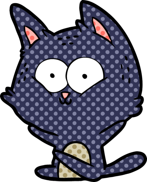 Bir insan tarafından çizilmiş çizgi film kedisi.