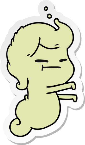 Bir insan tarafından çizilmiş kawai korkunç hayaletinin serbest sticker karikatürü.