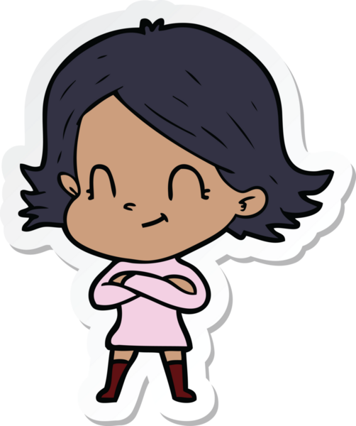 Bir insan tarafından çizilmiş, karikatür dostu bir kızın çıkartması.