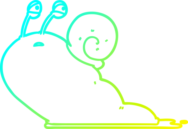 Bir insan tarafından çizilmiş bir çizgi film sümüklü böceğinin soğuk eğik çizgisi.