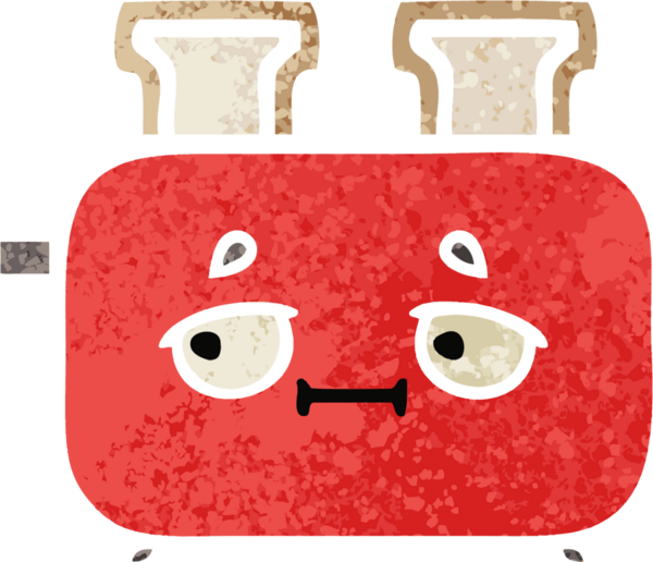 Bir insan tarafından çizilmiş bir tost makinesinin retro çizim stili karikatürü