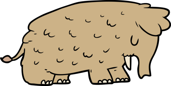 Bir insan tarafından çizilmiş mamut çizgi filmi.