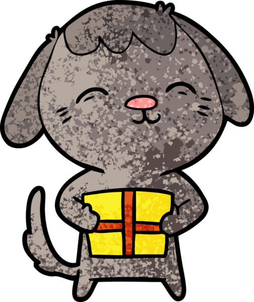 Bir insan tarafından çizilmiş mutlu çizgi film köpeği.