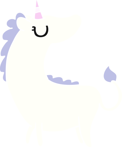 Bir insan tarafından çizilmiş kawaii tek boynuzlu atının serbest çizimi.