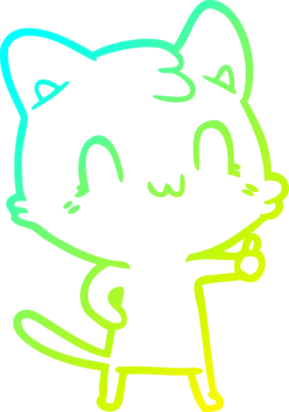 Bir insan tarafından çizilen mutlu çizgi bir kedinin soğuk gradyan çizimi