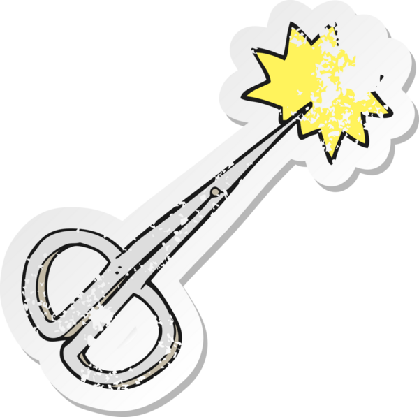 Bir insan tarafından çizilmiş karikatür tırnak makasının gerilimli yapıştırması.