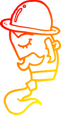 Bir insan tarafından çizilmiş şapkalı bir çizgi film karakteri.