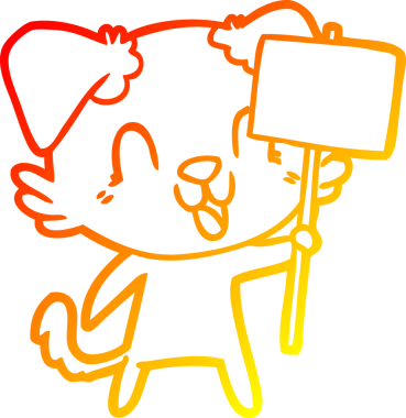 Bir insan tarafından çizilmiş işaretli, gülen çizgi film köpeğinin sıcak çizgi çizimi