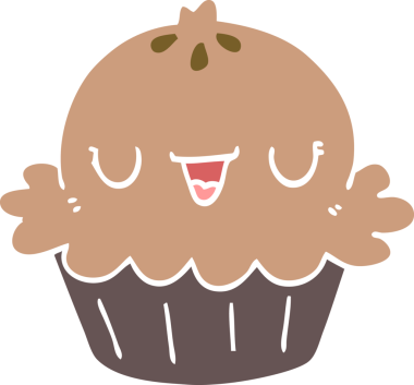 Bir insan tarafından çizilmiş şirin düz renkli çizgi film pastası.