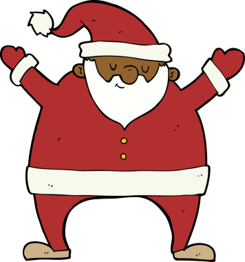 Bir insan tarafından çizilmiş Noel Baba çizgi filmi.