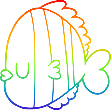 Bir insan tarafından çizilmiş egzotik bir balığın gökkuşağı gradyan çizimi