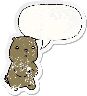 çizgi film endişeli ayı konuşma baloncuğu sıkıntılı eski çıkartma bir insan tarafından çizilmiş