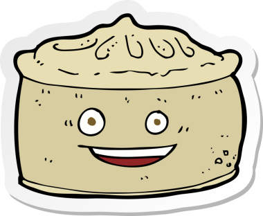 Bir insan tarafından çizilmiş karikatür pastasının etiketi.