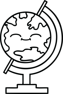 Bir insan tarafından çizilmiş dünyanın karikatürü.