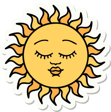 Bir insan tarafından çizilmiş geleneksel güneş stili dövme çıkartması.