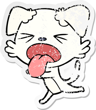 Bir insan tarafından çizilmiş, nefes nefese kalmış bir köpeğin sıkıntılı çıkartması.