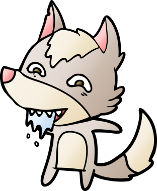 Bir insan tarafından çizilmiş aç kurt çizgi filmi.