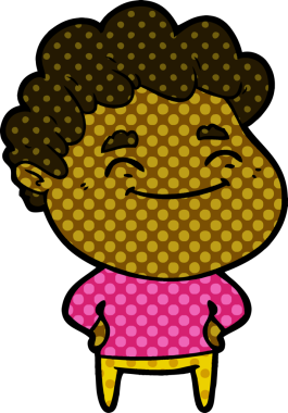 Bir insan tarafından çizilmiş çizgi film dostu bir adam.