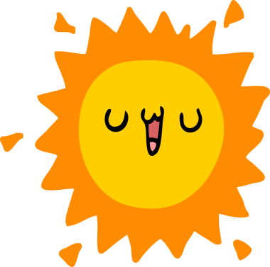 Bir insan tarafından çizilmiş çizgi film güneşi.