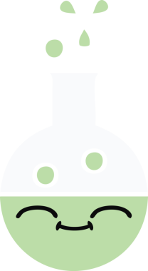 Bir insan tarafından çizilmiş bir test tüpünün düz renk retro karikatürü