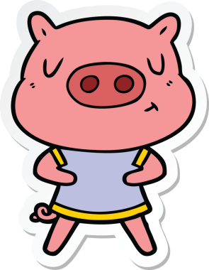 Karikatür içerikli bir domuzun insan tarafından çizilmiş tişörtü.