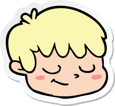 Bir insan tarafından çizilmiş karikatür erkek yüzü çıkartması