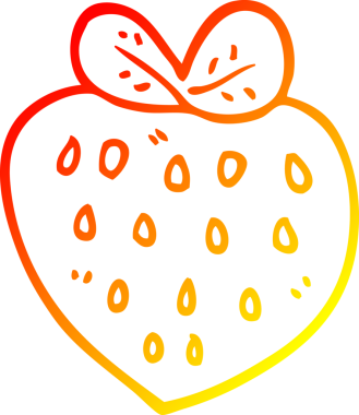 Bir insan tarafından çizilen çilek karikatürünün sıcak gradyan çizimi