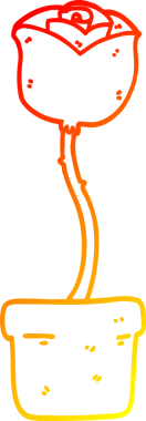 Bir insan tarafından çizilmiş karikatür çiçeğinin sıcak çizgi çizimi