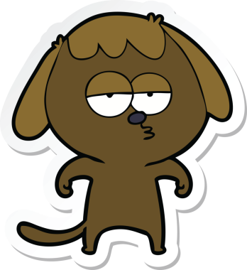 Bir insan tarafından çizilmiş sıkılan bir köpeğin çıkartması.