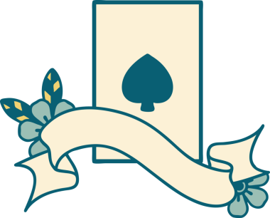 Bir insan tarafından çizilmiş maça aslı geleneksel dövme.