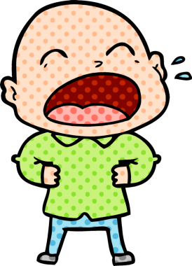 Bir insan tarafından çizilmiş kel adam diye bağıran çizgi film.