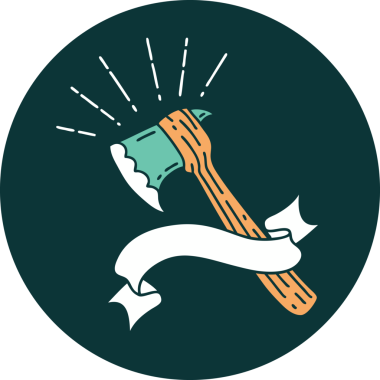 Bir insan tarafından çizilmiş dövme stili balta ikonu