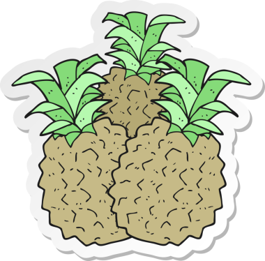 Bir insan tarafından çizilmiş bir ananasın çıkartması.
