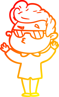 Bir insan tarafından çizilen karikatür karikatürünün sıcak çizgi çizimi.