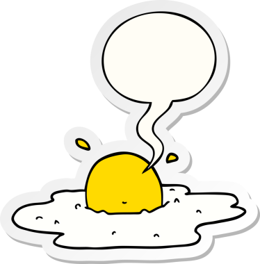 Bir insan tarafından çizilmiş konuşma kabarcığı etiketli kızarmış yumurta.