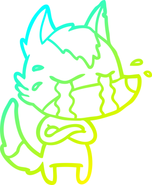 Bir insan tarafından çizilmiş ağlayan kurdun soğuk çizgi çizimi.