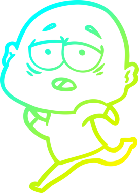 Bir insan tarafından çizilmiş, yorgun, kel bir adamın çizdiği soğuk çizgi.