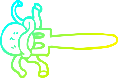 Bir insan tarafından çizilen çatalla çizilmiş bir köftenin soğuk gradyan çizgisi.