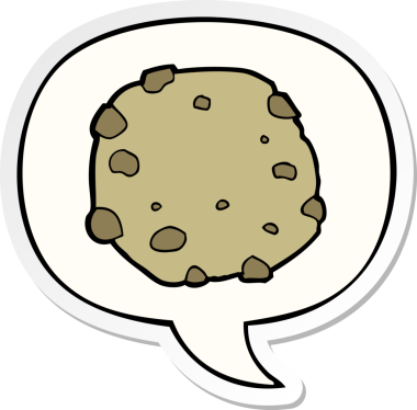 Bir insan tarafından çizilmiş konuşma balonu etiketli çizgi film kurabiyesi.