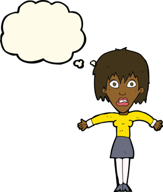 Bir insan tarafından çizilmiş düşünce balonlu bir karikatür.